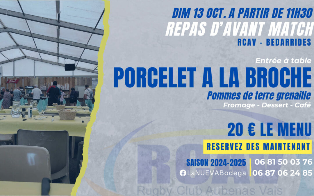 REPAS D’AVANT-MATCH POUR LE DERBY  RCAV / ASBC